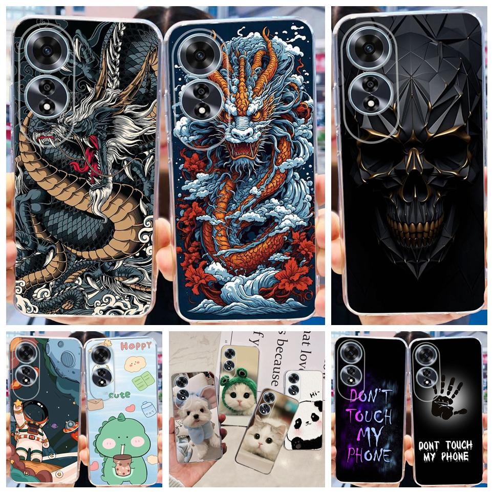 Coque de téléphone Mignonne Chat Astronaute Pour Oppo A60 OppoA60 A 60 Coque Arrière Pare-chocs Cool Dragon Dessin Animé Coque Transparente Oppo CPH2631 Capa