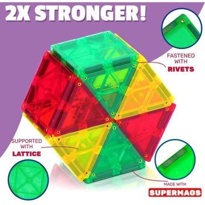 Ensemble classique de tuiles magnétiques 3d de playmags - 50 pièces