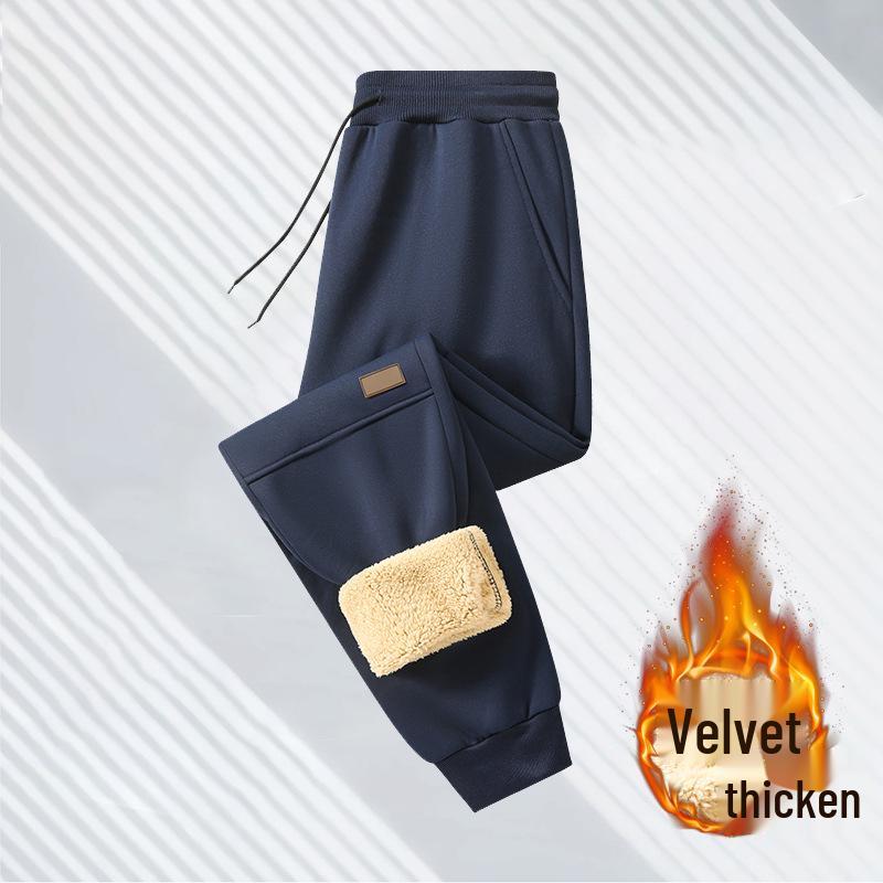 Men's Cross-Border Fleece-Lined Sweatpants 2025 - Winter Joggers with Thick Lamb's Wool, European Size.