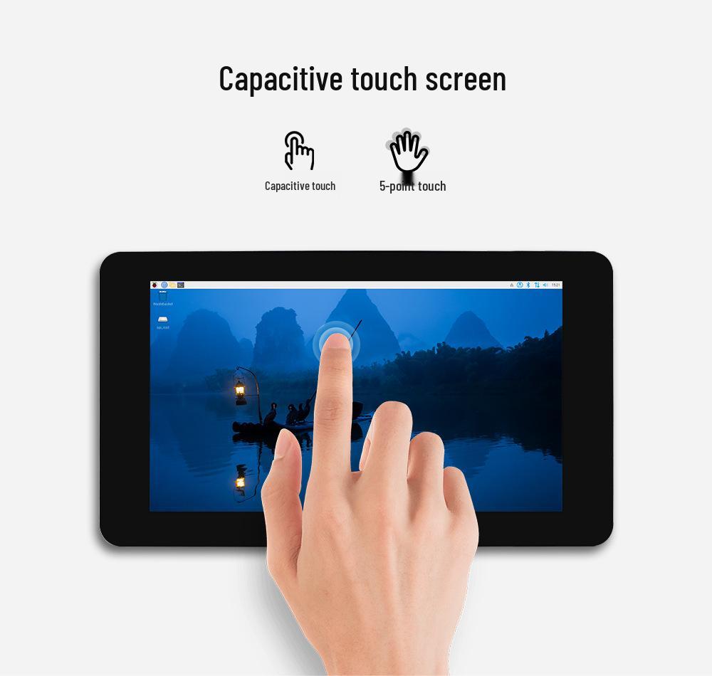 Raspberry Pi 5. Generation 7" IPS Touchscreen 1024x600 für Pi 5, 4B, 3B+