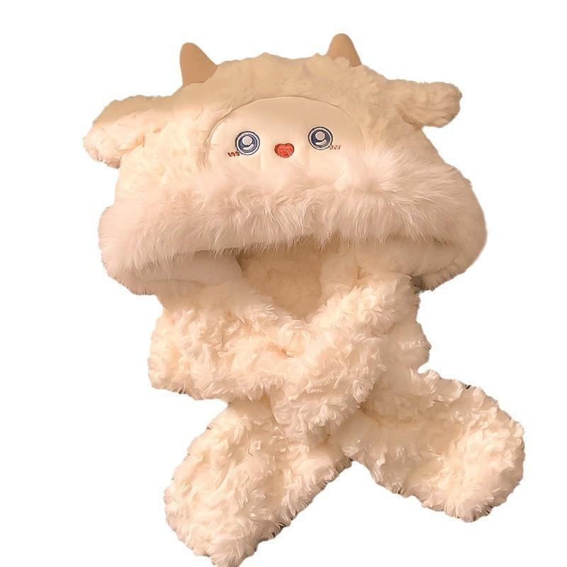 Cute Sheep Plush Hat With Ear Movement For Winter Warmth And Windproof Protection