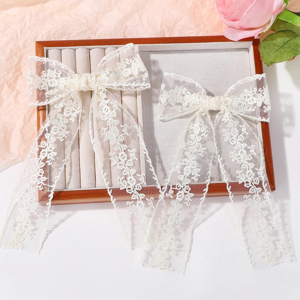 1 szt. 8-calowe białe długie frędzle kokardy spinki do włosów pusta koronka eleganckie damskie spinki do włosów dziewczęce urocze nakrycie głowy akcesoria do włosów prezenty