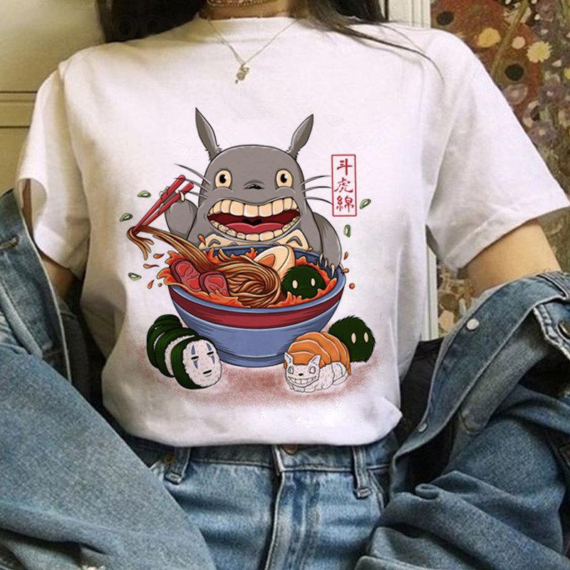 Cartoon Totoro Anime Series Printing, Summer Campus Large Size Men's and Women's Short Sleeve Anime T-shirt