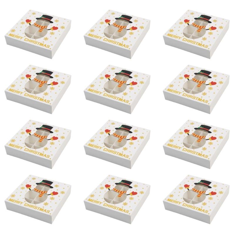 12Pcs Christmas Chocolate Box Gold Foil Chocolate Gift Box with 12 Slot Christmas Treat Boxes for Cookie Candy Chocolate