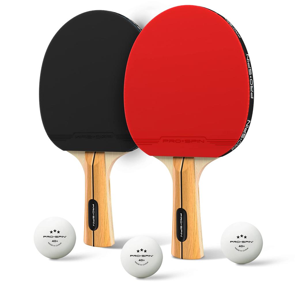 Table Tennis Paddles Set with Premium Table Tennis Ping Pong and Compact Storage Case Set of 2 Ping Pong Paddles for Indoor and Outdoor Games PRO-SPIN