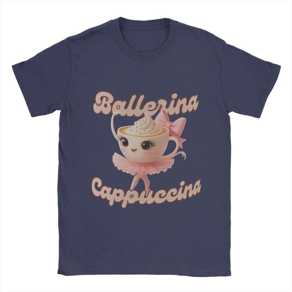 Ballerina Cappuccina T Shirts for Men Women Summer Funny Coffee Meme Streetwear TShirts Comfortable Tees Plus Size Design Tops