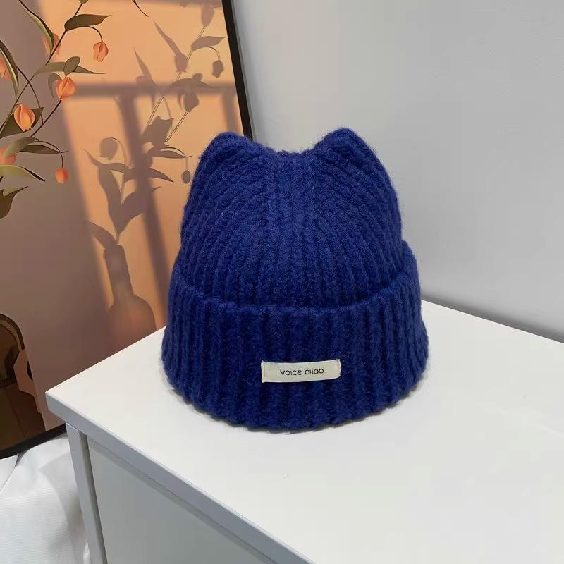 Korean Style Versatile Student Knitted Cap Outdoor Warm Pullover Cap Ear Protecting Woolen Cap