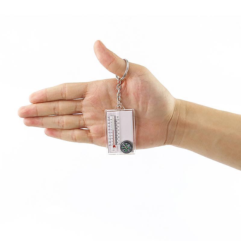 Mini Outdoor Mountaineering Keychain with Thermometer Compass Pointer Buckle Key Hook And Carabiners for Camping