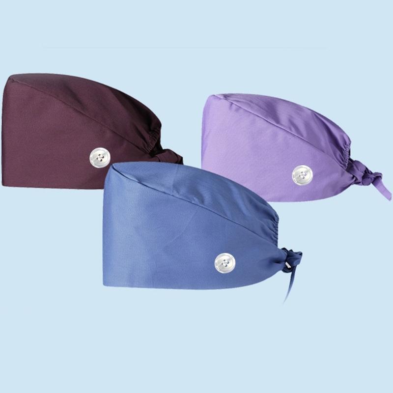 Working Hat for Women Man Solid Color Scrub Caps Doctor Hat Nurse Hat Adjustable Surgical Caps Beauty Salon Working Hat