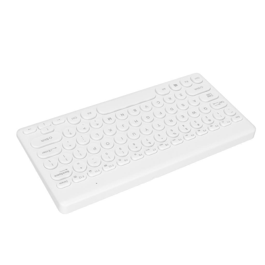 Wireless Keyboard 2.4G 78 Keys Ergonomic Design Portable Slim Power Saving Round Keycaps USB Keyboard