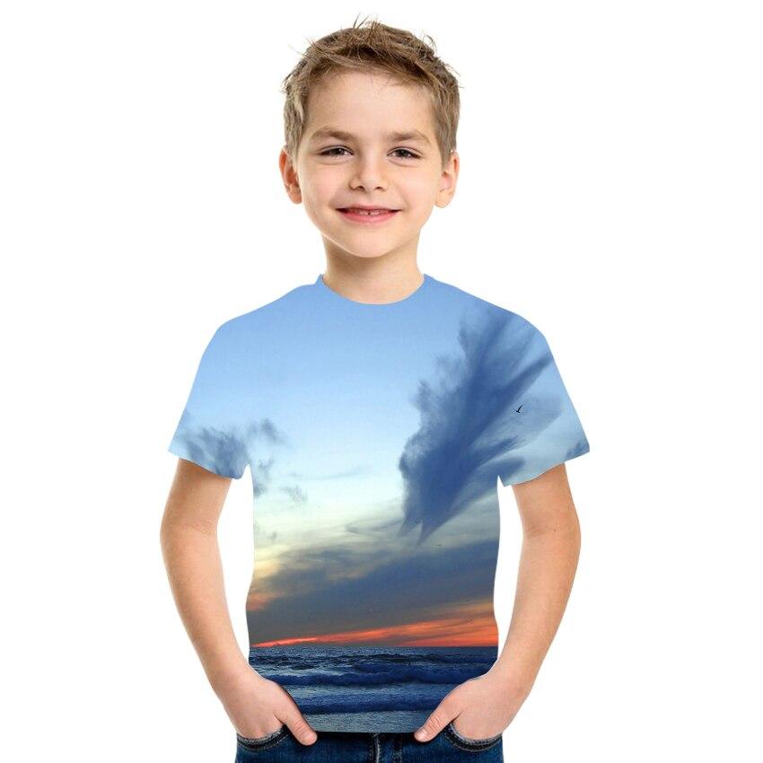 Letnia koszulka dziecięca kosmiczna gwiaździste niebo z nadrukiem 3d Harajuku Koszulka z krótkim rękawem