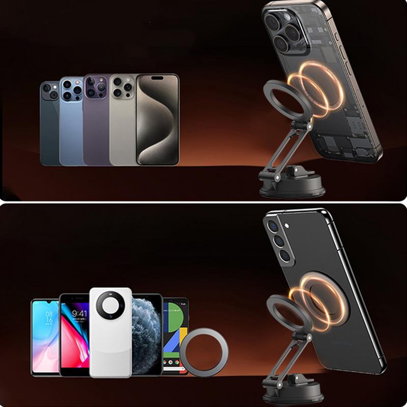 Magnetic Car Phone Holder Suction Cup Car Phone Stand Mount Foldable Car Bracket Accessories Rotating Smart Phone Support For