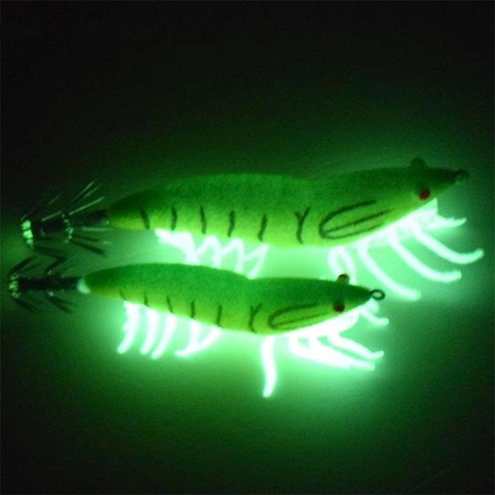 Fluorescent Squid Hook Soft-footed Artificial Squid Jig Cuttlefish Octopus Wood Shrimp  Sea Fishing