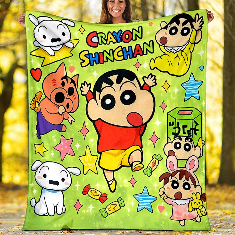 Crayon Shin-chan printed throw blanket—soft,warm;versatile blanket for all seasons—perfect as &air-conditioning throw,nap blanket