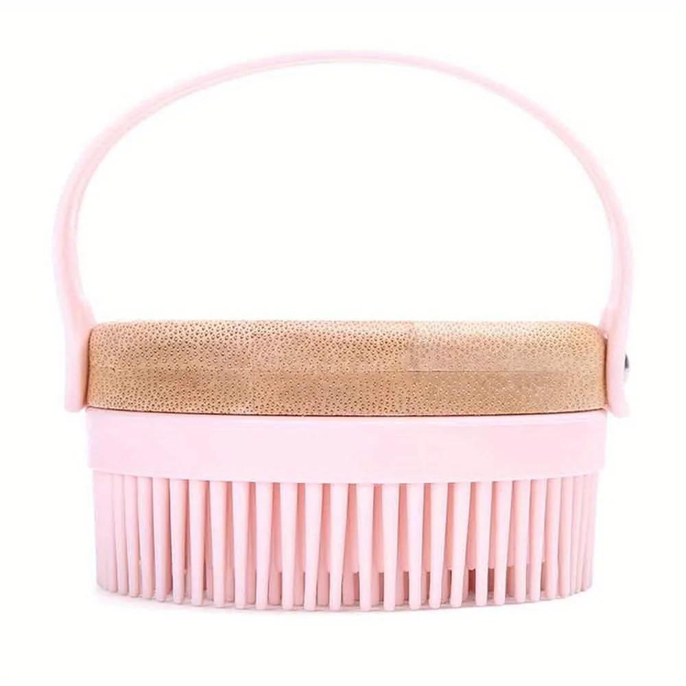 Silicone Body Scrubber Facial Care Bath Brush Gentle Exfoliating with Wooden Base Soft Bristle Skin Care Tools Bath Accessory