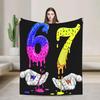 Super Soft Flannel Throw Blanket for Kids and Adults Ice Cream Drip Meme Design Gen Alpha Slang Decorative Bedspread  X