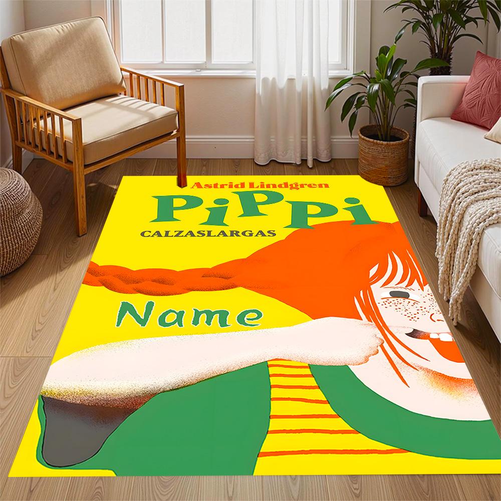 Pippi Monkey Friend. Customized Name Area Rug Suitable for Dormitory Hallway Playrooms Dining Room Anti-slip Rug Office home decor
