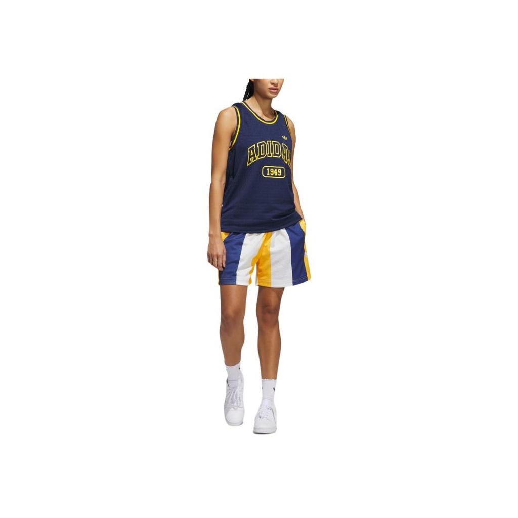 Adidas Originals SS25 Basketball Minimalist Comfortable Fashion Sports Casual Shorts Unisex Shorts Deep-Blue White Yellow JD5187