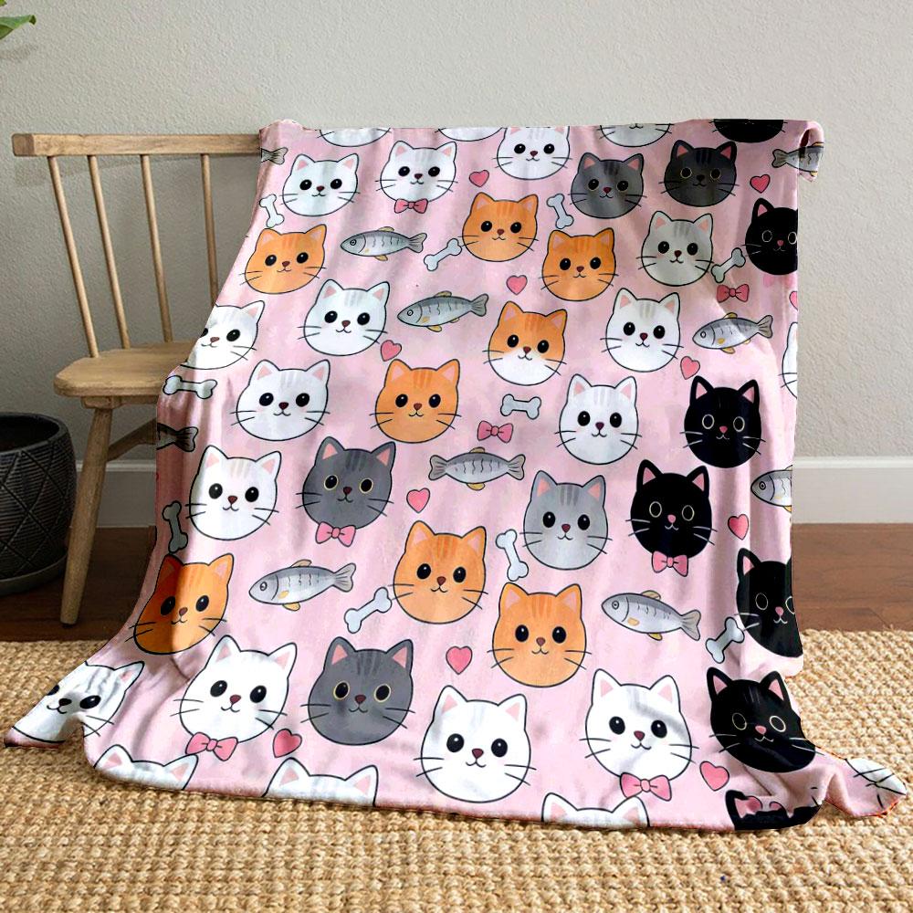 Cute Cartoon Animal Avatars Printed Blanket Children Adult Blanket Soft and Warm Bedding for Sofa Outdoor Travel Cover Blanket