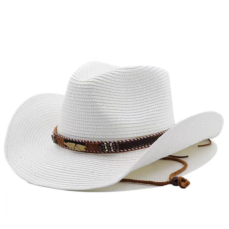Western Denim Adjustable Straw Hat Top Hat Women's Outdoor Seaside Beach Hat Sunscreen Visor Hat Big Eaves Gift