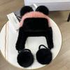 Winter New Warm Mink Hair Woven Lei Feng Hat Female Ear Protector Mink Hat Cute Fox Fur Ball Fur Hat