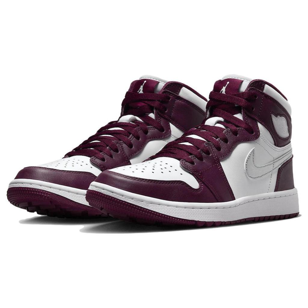 Zapatillas Unisex Air Jordan 1 High Golf Burdeos Rojo Blanco Plata Metálico DQ0660-103