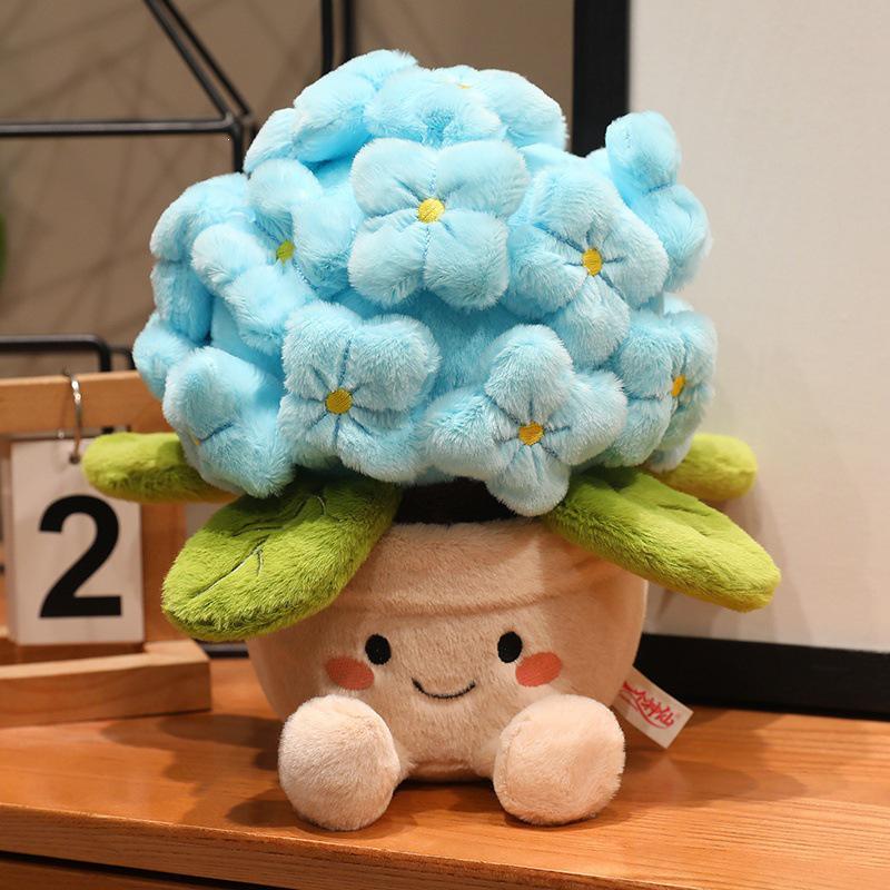 Peluche Orto Idrangea Cartone Animato: Bambola Pianta in Vaso e Cuscino per Arredo Casa
