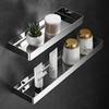 Étagères de salle de bain chromées en acier inoxydable Porte-rangement pour toilettes Étagère murale de cuisine Étagère de rangement pour douche Accessoires de salle de bain noirs