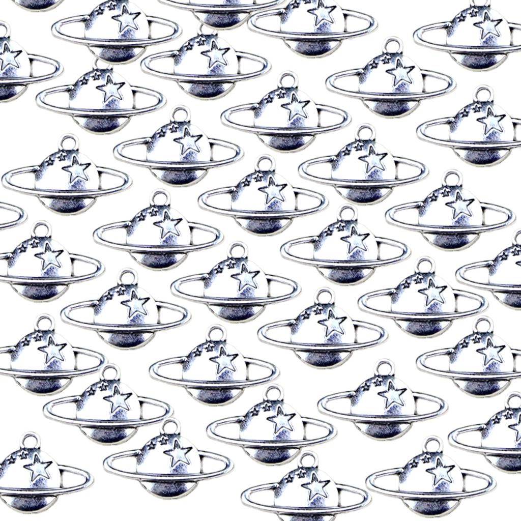 100 Stück Antiksilber Saturn Planet Anhänger Funkelnde Saturn Anhänger Schmuck für Innovativen DIY Schmuck und Kunsthandwerk