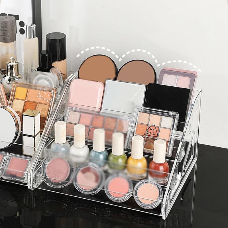 Transparent Display Stand Storage Rack Cosmetic Organizer Tray Nail Polish Toy Display Holder Stepped Lipstick Desk Storage