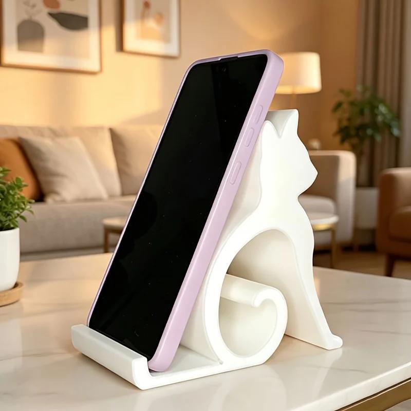 Adorable Kitten Shape Device Support Stand Hands-Free View Holder Ideal For Desk Bedside Car Cat Lovers