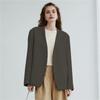 Women Suit Coat Collarless Long Sleeve Open Front Suit Jacket One Tone Relaxed Fit Fit Business Cardigan Office Formal Coat