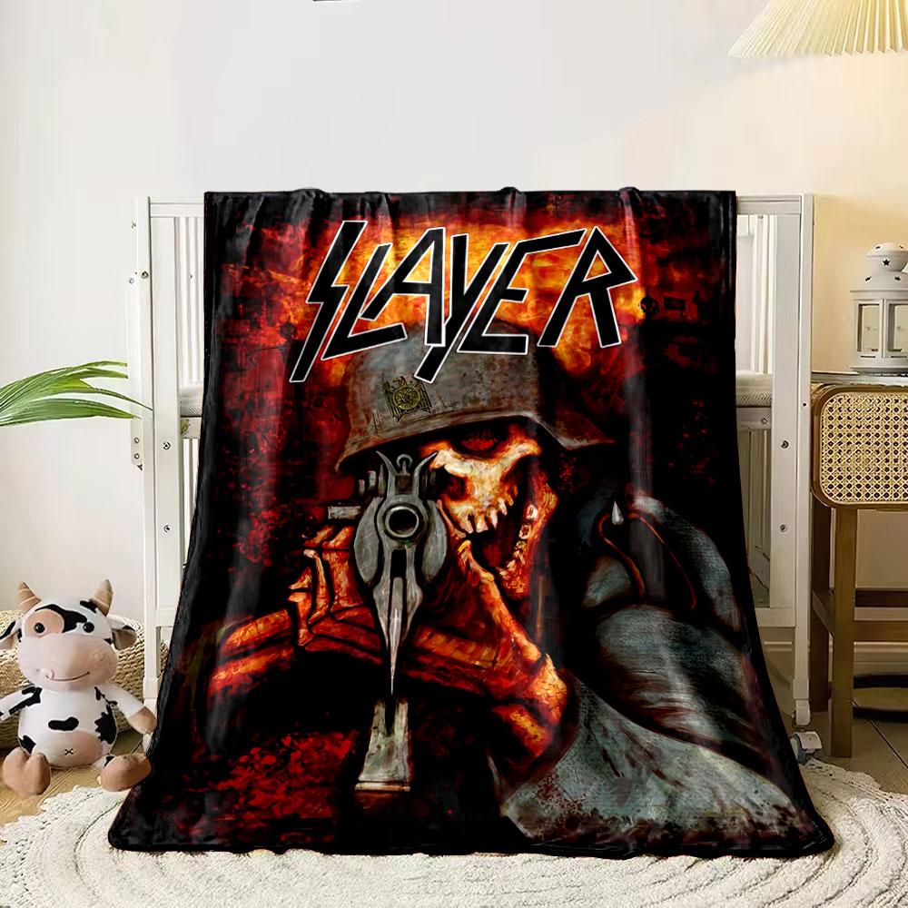 A skeletal soldier aiming a rifle in a fiery, dark apocalyptic backdrop. for all seasons blanket lunch break throw gift