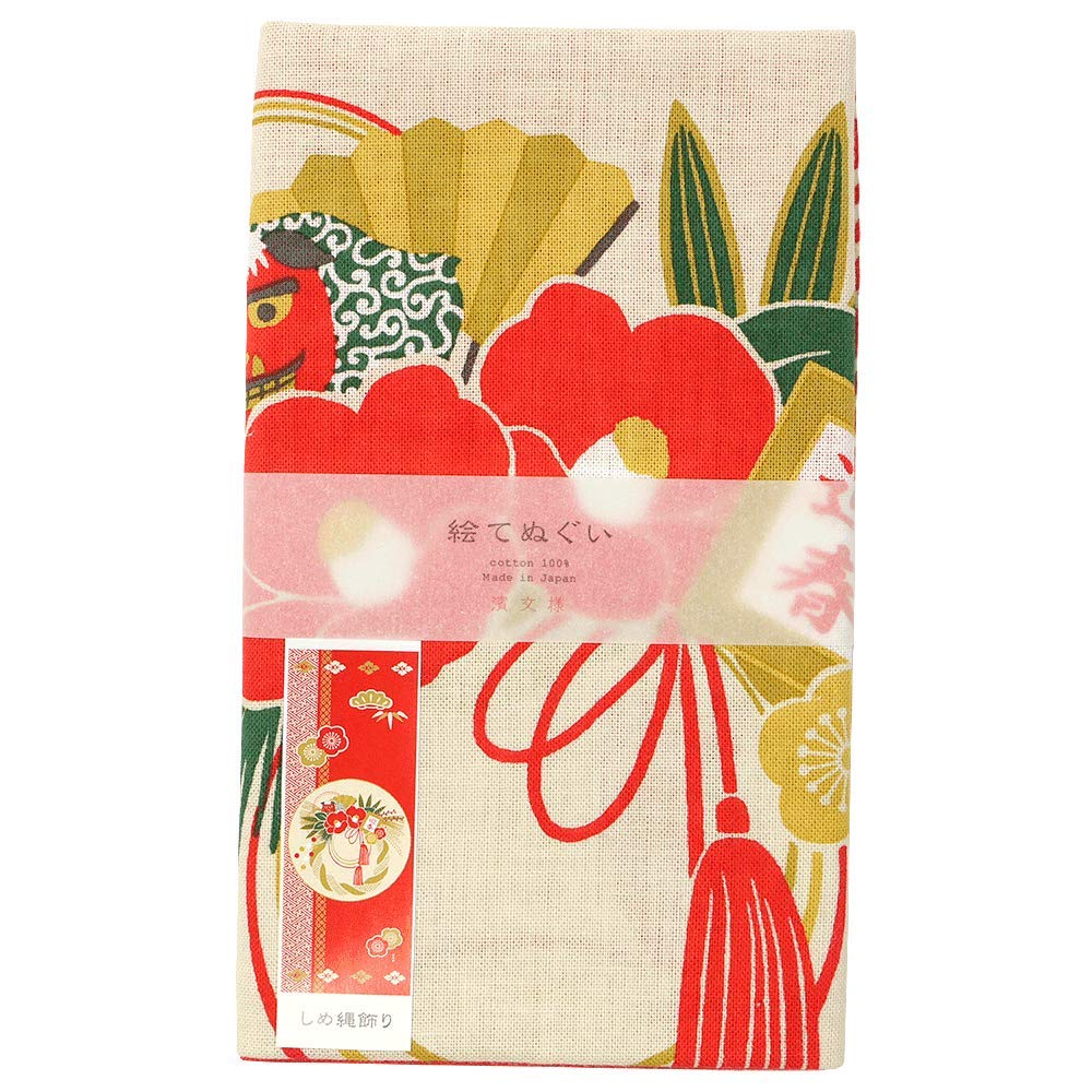Hamamonyo Picture Tenugui hand with Shimenawa decoration (Japanese towel)
