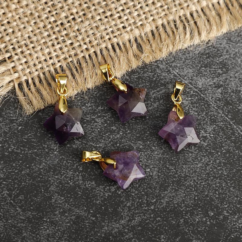 

Star-Shaped Faceted Natural Stone Double-Sided Pendant Charm Necklace, Bracelet & Earrings for Women