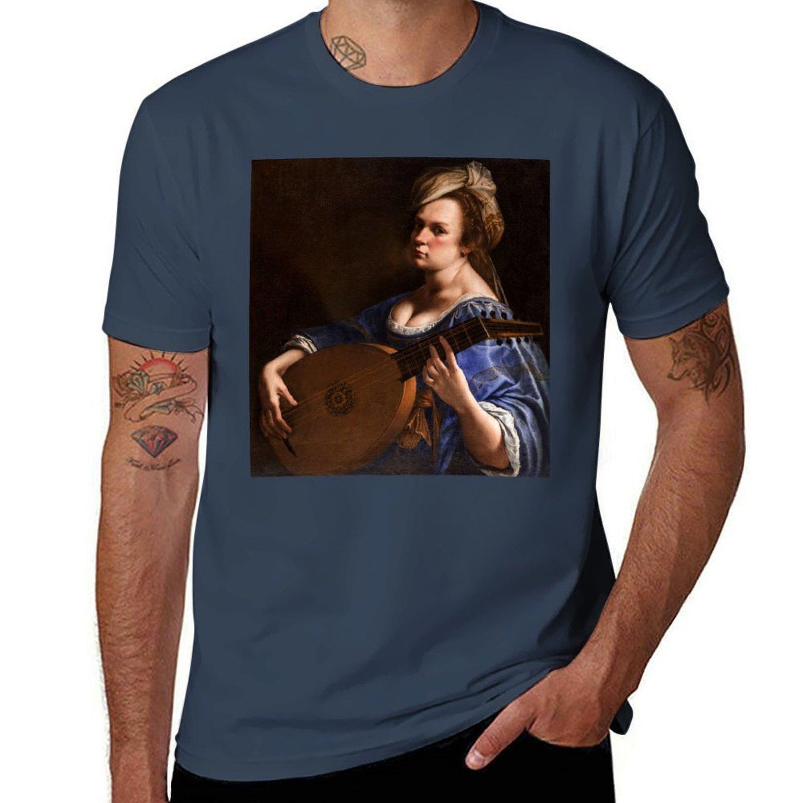 SelfPortrait as A Lute Player by Artemisia Gentileschi TShirt Moisture Control Sports Tee S