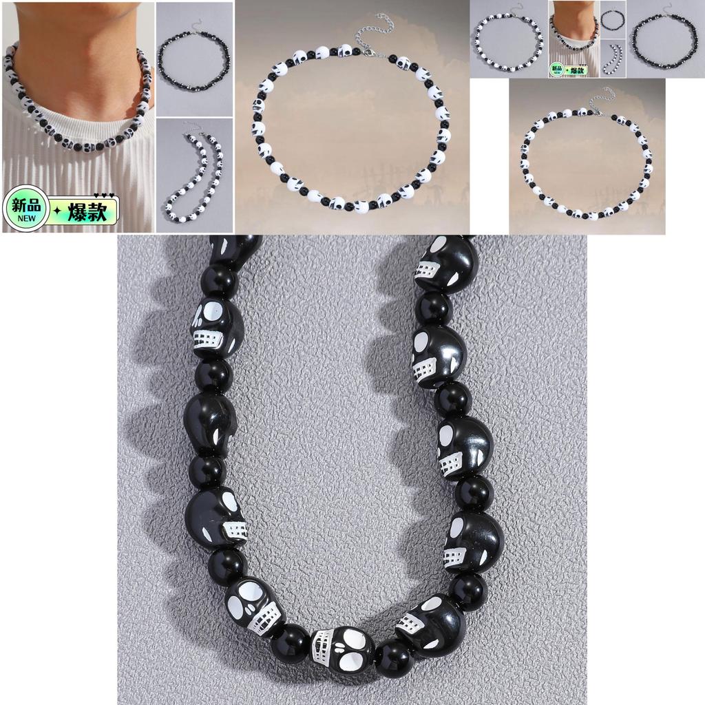 Fashionable Acrylic Geometric Skull Necklace For Men Wholesale Jewelry