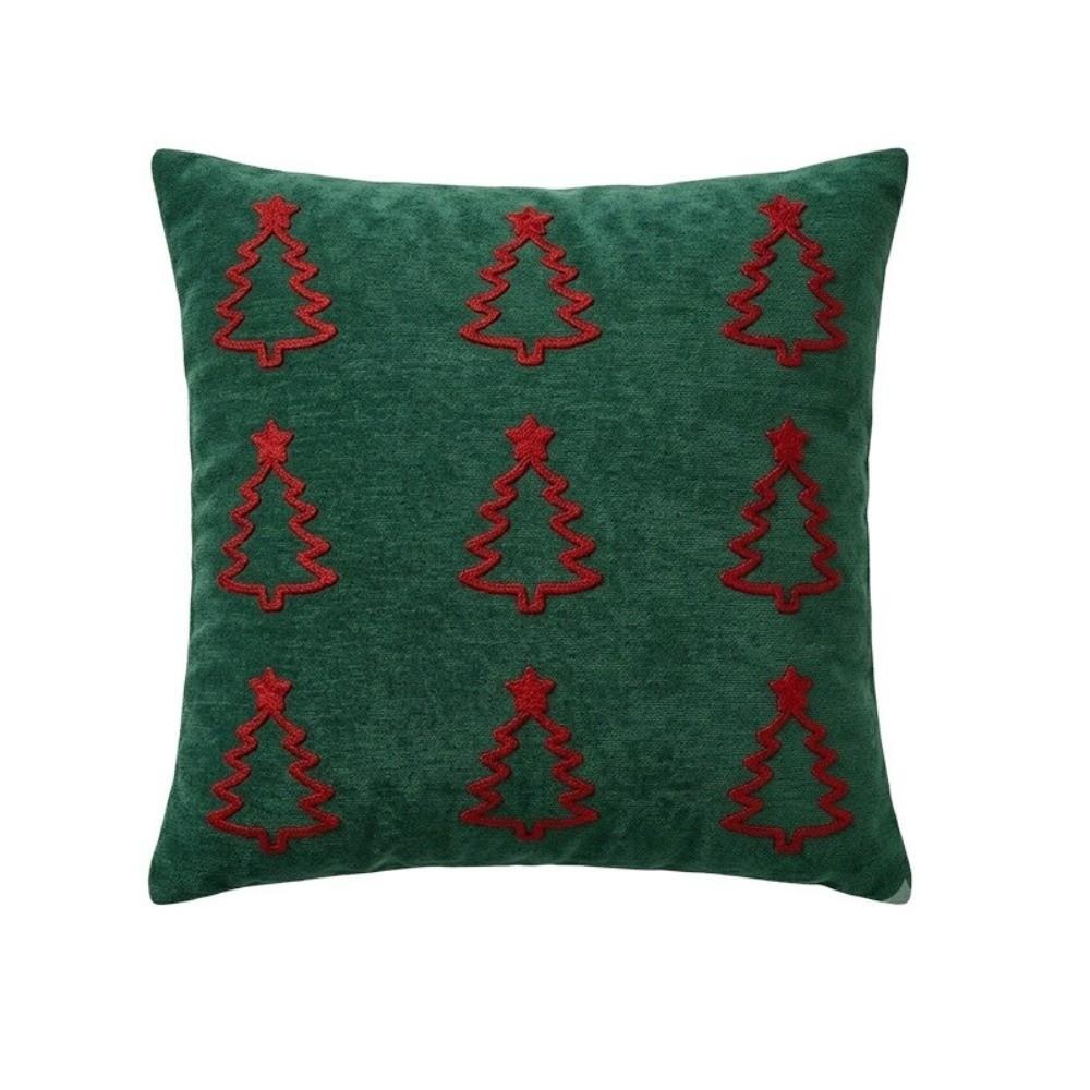 Christmas Tree Throw Pillow Covers Embroidered Cherry Pillow Cases Cushion Cover for Xmas Party