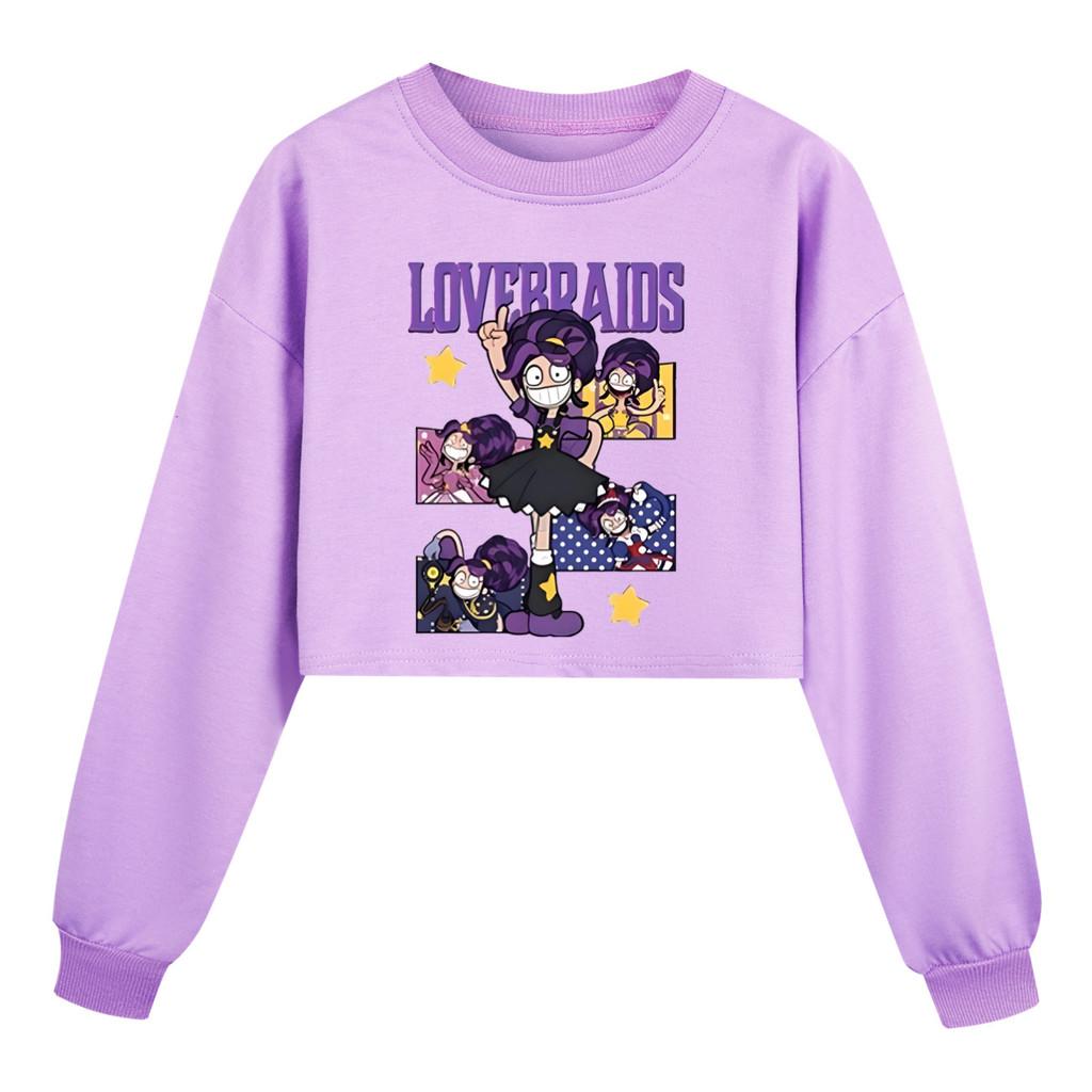 5601 Kids Girls Lily Lovebraids Printed Casual Candy Color Long Sleeves Sweatshirt 110cm фиолетовый