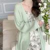 Knitted cardigan women's thin suspender dress, overcoat, autumn with sunscreen shawl, long sweater jacket