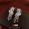 European-American Zircon Unicorn Silver Earrings: Niche High-End Design Fashion Studs for Women