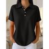 Spring Summer New Solid Color Waffle Loose Short Sleeve Fashion Polo Top Casual Tee for Women