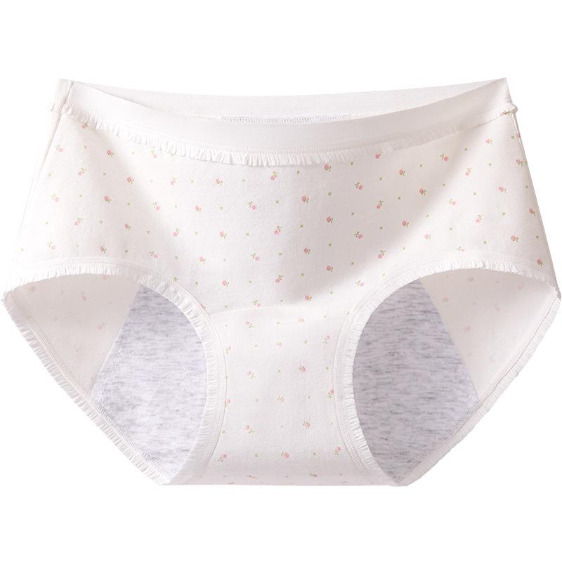 Girls Spring and Autumn New Floral Pure Cotton 10A Antibacterial Crotch Breathable Physiological Period Waist Triangle Briefs