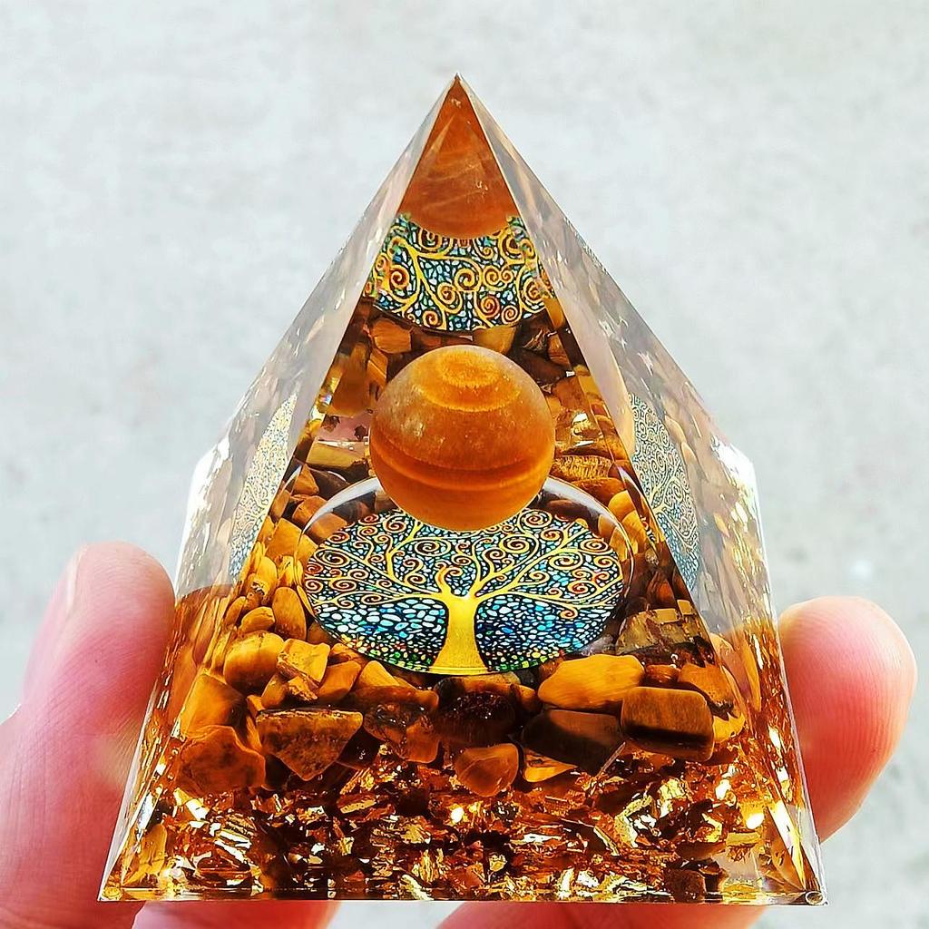 Crystal Stone Pyramid Resin Decor: Home, Office, Car Ornaments