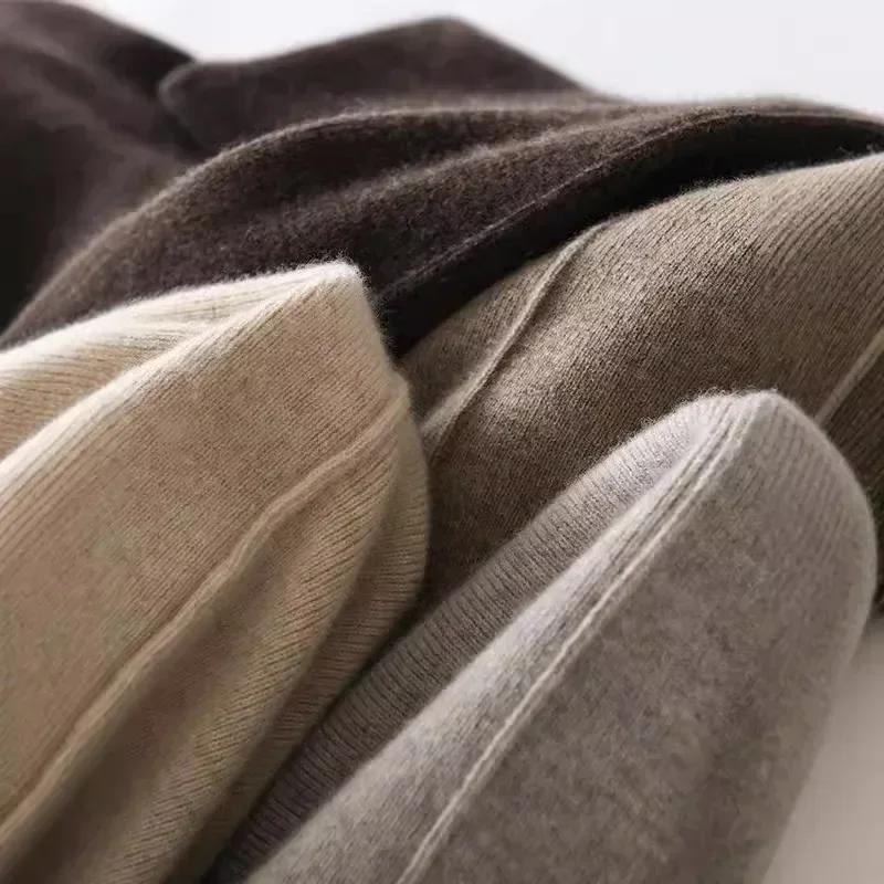 Autumn and Winter Women's High Waisted Warm Knitted Straight Leg Pants Solid Color Hanging Loose Wide Leg Pants
