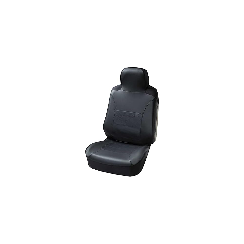BONFORM Seat Covers, Leather Shape, for Kei Cars/Regular Cars, Front Seat High-Back Type, Antibacterial and Deodorizing, Black, 4020-10BK