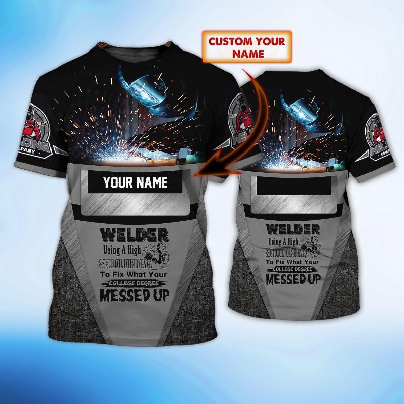 Fashion Personalization Name Men's T-Shirts Funny 3D Print Welder Uniform Casual O-neck Short Sleeve Top Hip Hop Trend Loose Tee