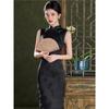 Black Sleeveless Jacquard Qipao: Retro, Elegant Spring/Summer Dress for Women