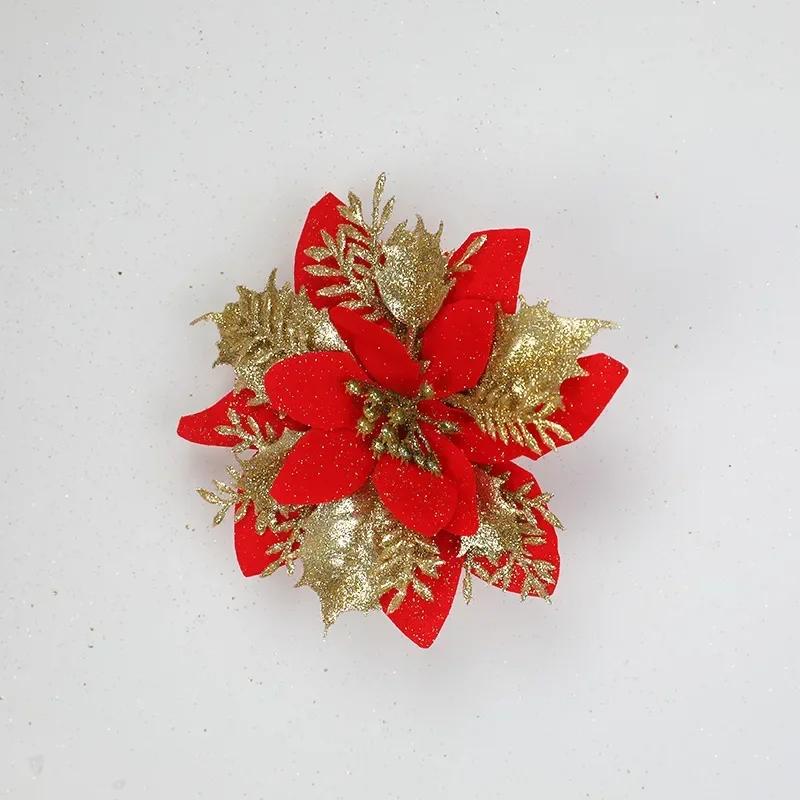 

5 шт искусственных цветов, рождественские цветы с зажимами, подвесные украшения для рождественской елки, искусственные цветы для новогодней вечеринки, подарки