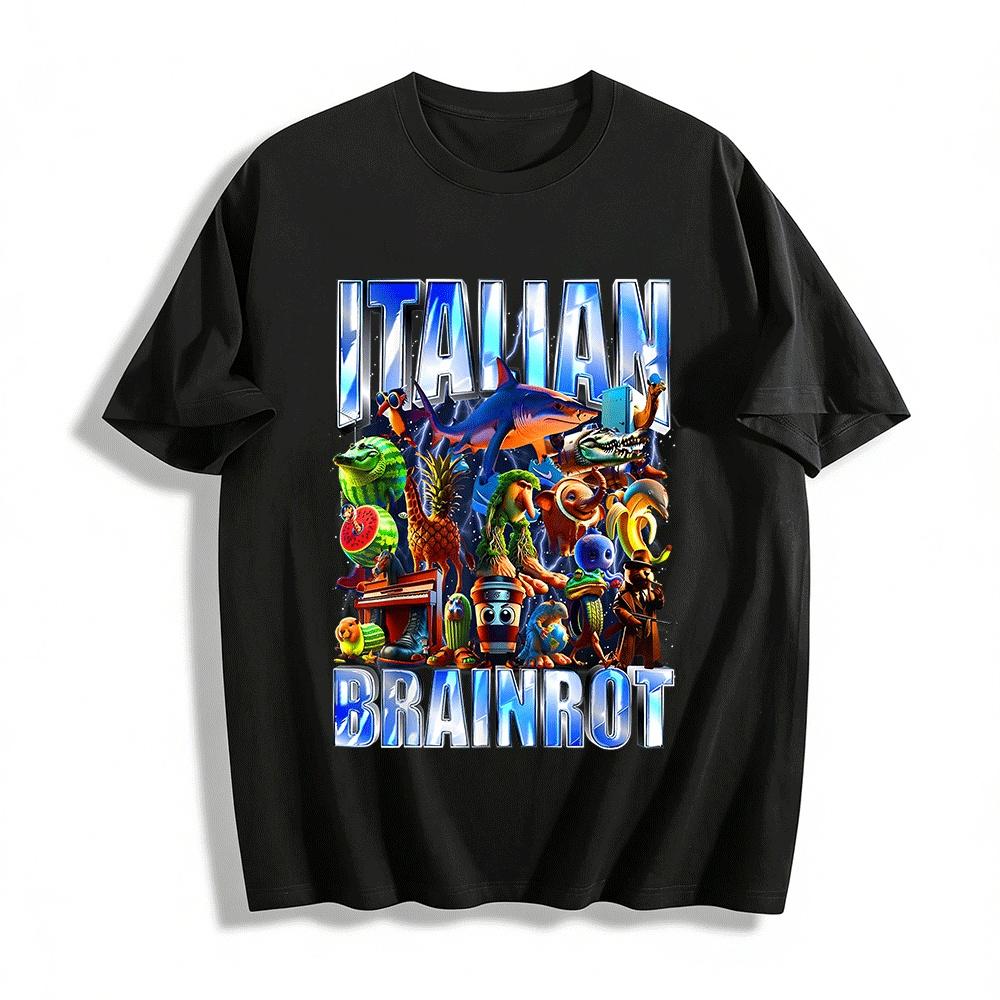 Italian Brainrot Funny Meme Graphic Casual Tee Pure cotton T-shirt XXS